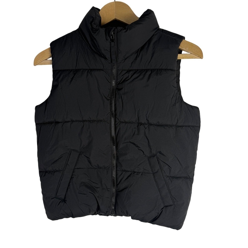 Old Navy Kids Black Puffer Vest Full Zip Quilted Sleeveless Jacket Size L 10-12